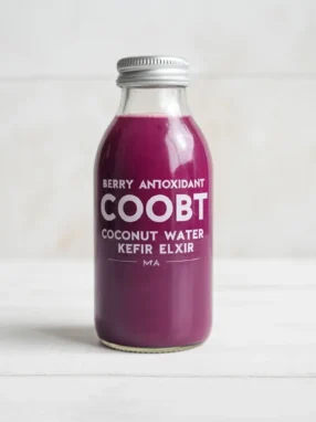 Berry Antioxidant Boost Coconut Water Kefir Elixir packed with probiotics and antioxidants.