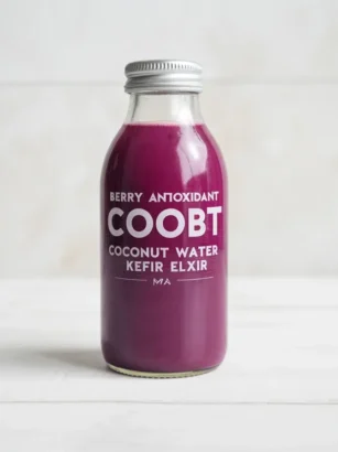 Berry Antioxidant Boost Coconut Water Kefir Elixir packed with probiotics and antioxidants.