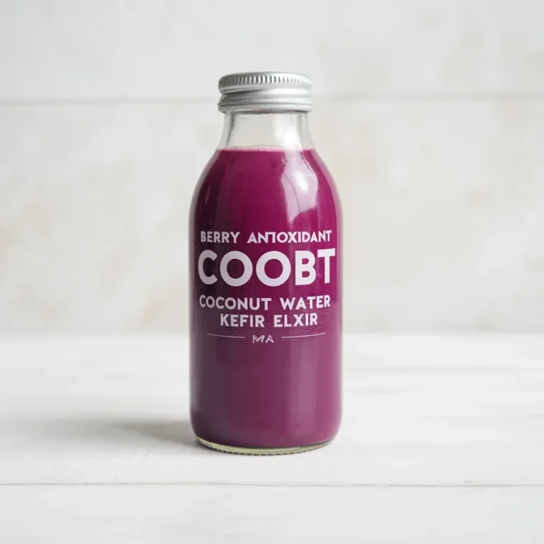 Berry Antioxidant Boost Coconut Water Kefir Elixir packed with probiotics and antioxidants.