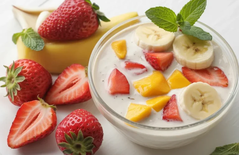 A refreshing glass of Kéfir de fruit showcasing its vibrant color and probiotics benefits.