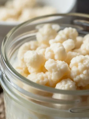 Fresh Milk Kefir Grains packed with probiotics for health benefits.