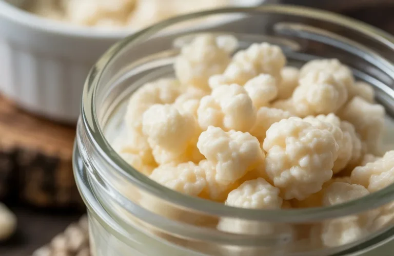 Fresh Milk Kefir Grains packed with probiotics for health benefits.