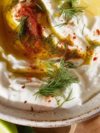 Kefir Smoked Paprika Flatbread Dip with fresh vegetables.