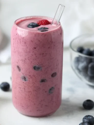 Creamy Yogurt-Kefir Banana Smoothie with frozen fruit and honey
