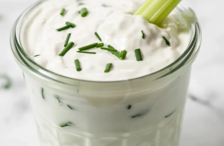 Yogurt-Kefir Creamy Dip served in a bowl with fresh herbs and vegetables.