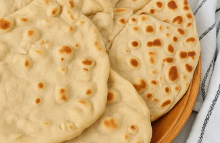 Fluffy Yogurt-Kefir Flatbread served with a tasty dip.