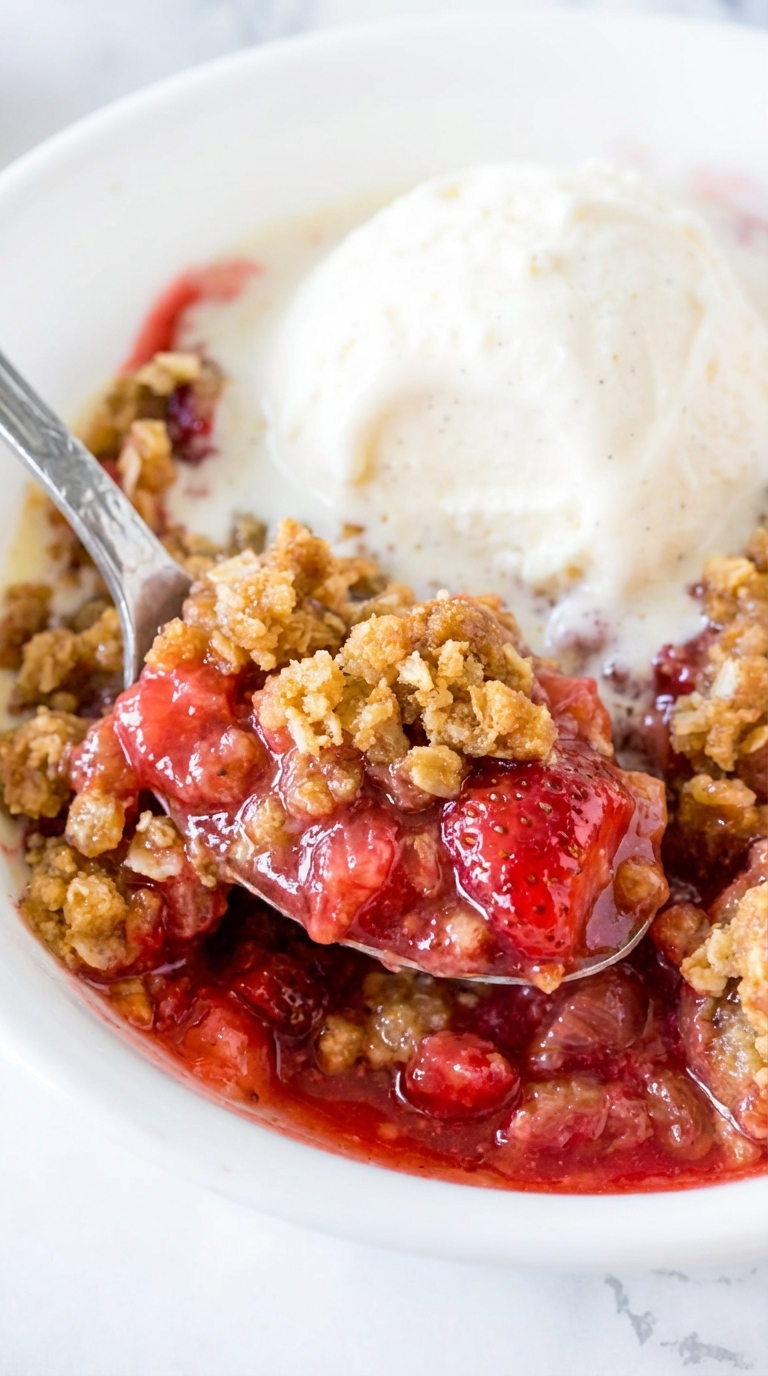 Classic Strawberry Rhubarb Crisp with Brown Sugar Oat Topping process