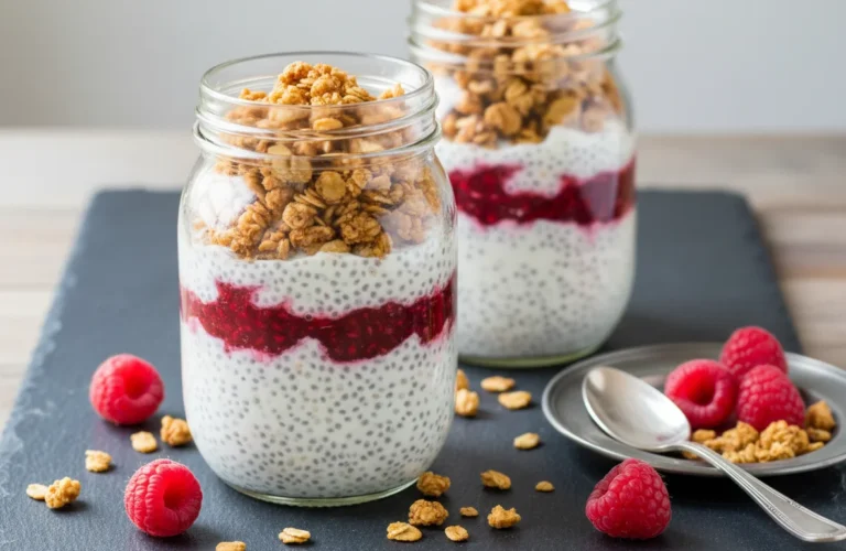Chiapudding met kefir en frambozen