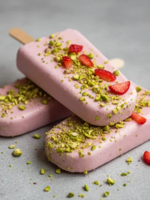 Strawberry goat milk kefir popsicles