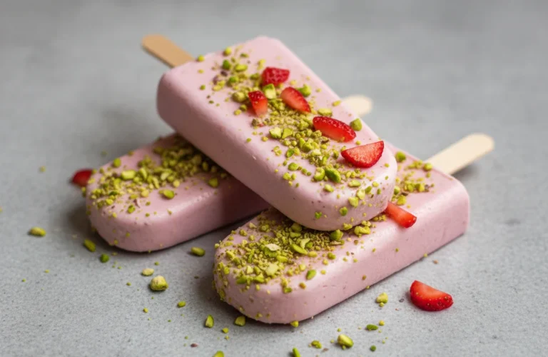 Strawberry goat milk kefir popsicles